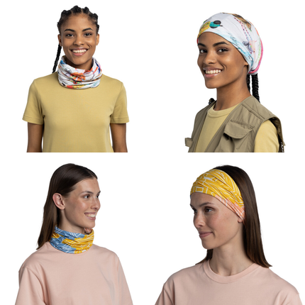 Buff CoolNet UV® Neckwear - Camino Credencial, Camino Guia Peregrino, Real Tree Aspect Ocean Spray, Alexandra Nicole Flies, Adrai Multi