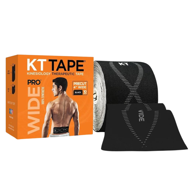 KT Tape Pro Wide - 75 Strips - 4" x 10" - Black