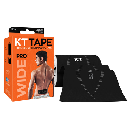 KT Tape Pro Wide - 10 Strips - 4" x 10" - Jet Black - Old Packaging