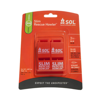 Survive Outdoors Longer SOL Slim Rescue Howler Whistle - Pack of 2