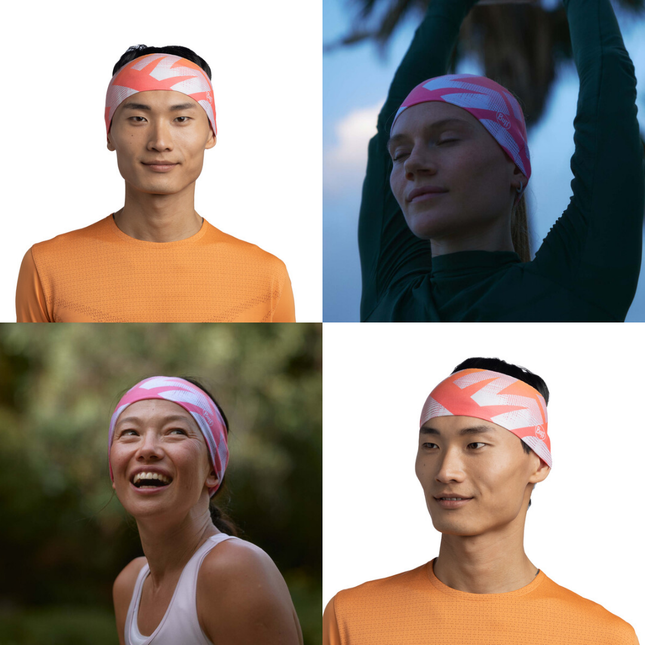 The Original BUFF® CoolNet UV® Wide Headband - Ahin Multi, Shane Orchid, Logo Multi, Arthy Graphite