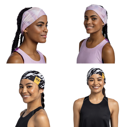 The Original BUFF® CoolNet UV® Wide Headband - Ahin Multi, Shane Orchid, Logo Multi, Arthy Graphite