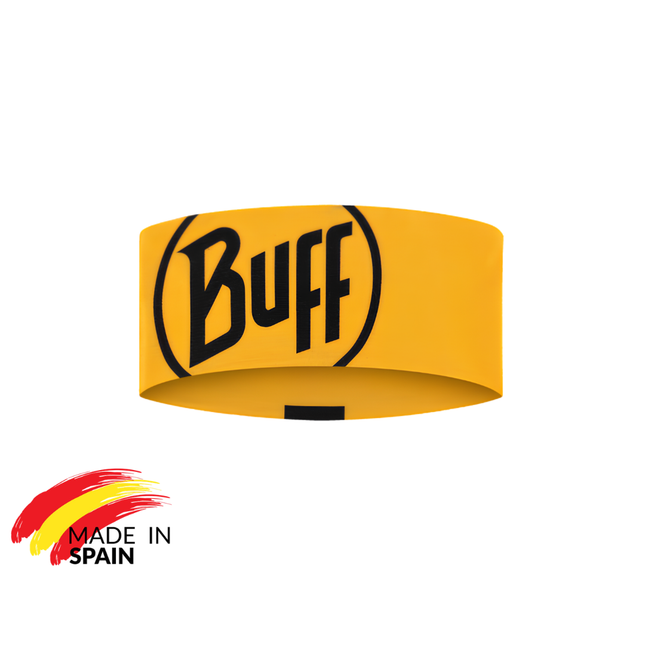 The Original BUFF® CoolNet UV® Wide Headband - Logo Yellow
