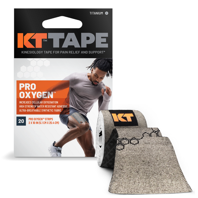 KT Tape Pro Oxygen - 20 Strips - 2" x 10" - Titanium