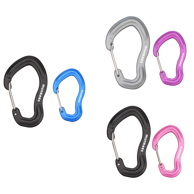 Munkees Forged Carabiner w/ Wiregate - Pack of 2 - 75mm and 56mm