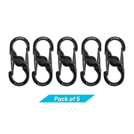 Nite Ize S-Biner MicroLock Stainless Steel - Pack of 5 - Black