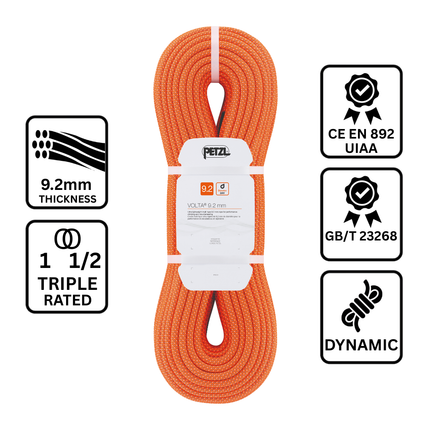 Petzl VOLTA Dry-Treated 9.22mm Rope - Single/Half/Twin - Dynamic