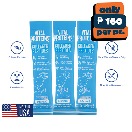 Vital Proteins Collagen Peptides Powder -  10-gram Packet  - Unflavored - Pack of 3
