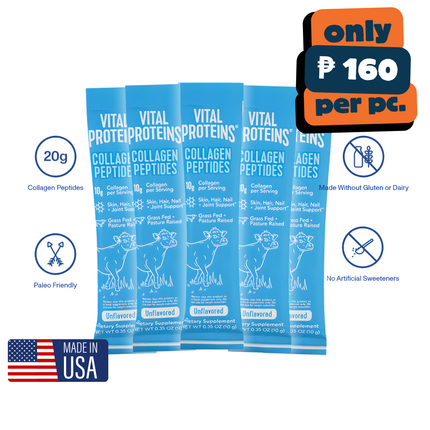 Vital Proteins Collagen Peptides Powder -  10-gram Packet  - Unflavored - Pack of 5