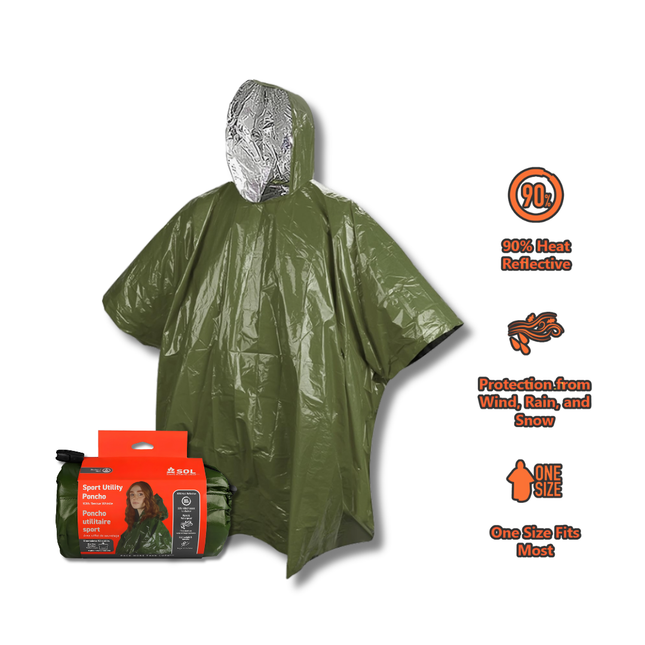 Survive Outdoors Longer SOL Wind-proof and Water-proof Sport Utility Poncho