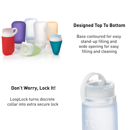 Humangear GoToob+ Premium Refillable Travel Tube 53ml - Pack of 3 - Blue/Clear/Green