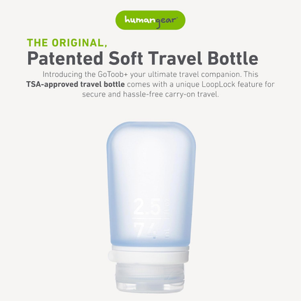 Humangear GoToob+ Premium Refillable Travel Tube 74ml - Pack of 3 - Blue/Clear/Green