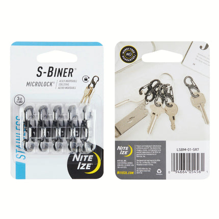 Nite Ize S-Biner MicroLock Stainless Steel - Pack of 5 - Black